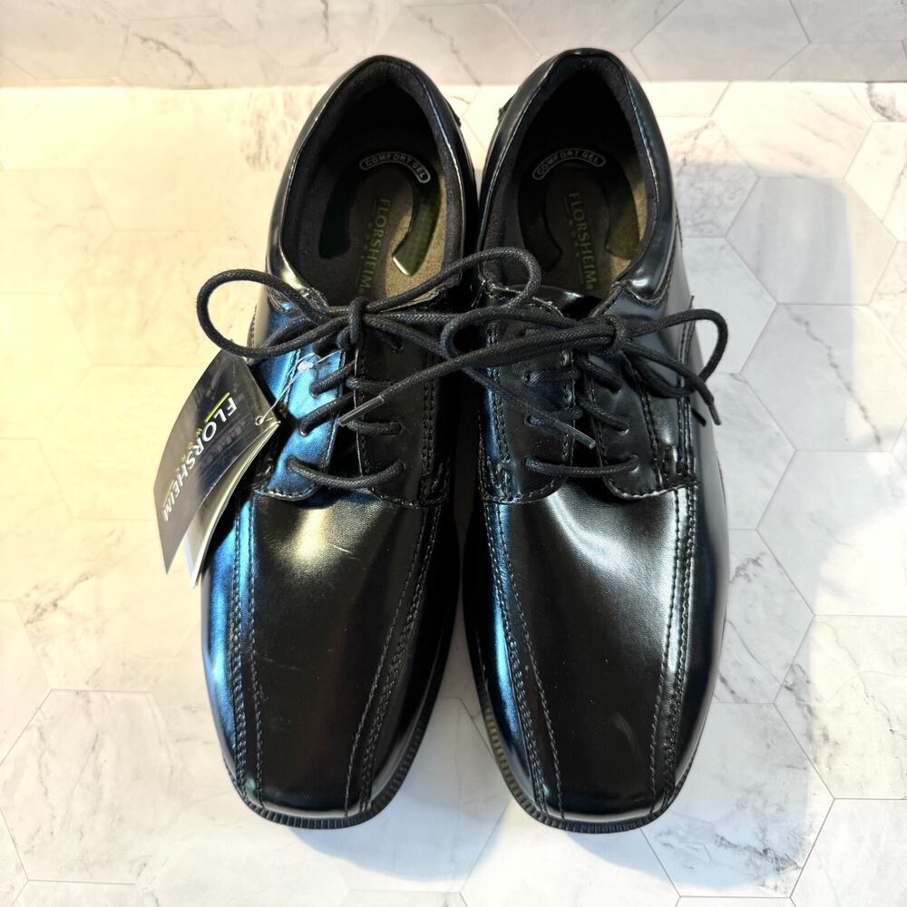 NWT Florsheim Shoes Work ASTM F2413 Steel Toe Slip Resist Black Mens 9D Classic